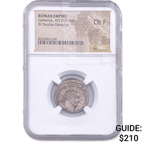 Roman Gallienus, AD 253-268 BI Double-Denarius NGC ChF