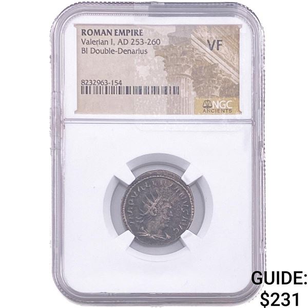 Roman Valerian I, AD 253-260 BI Double-Denarius NGC VF