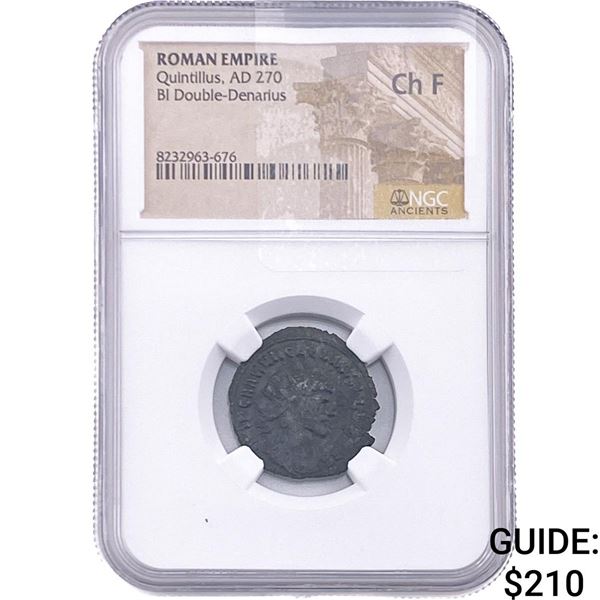 Roman Quintillus, AD 270 BI Double-Denarius NGC ChF