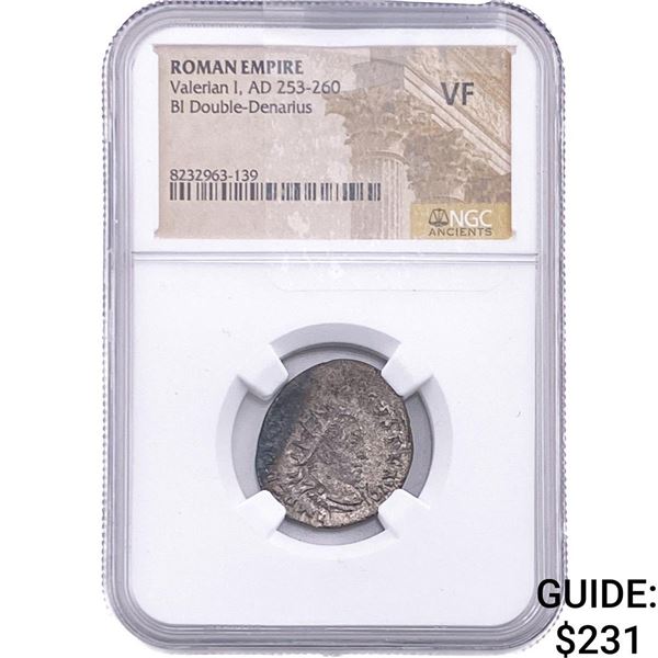 Roman Valerian I, AD 253-260 BI Double-Denarius NGC VF