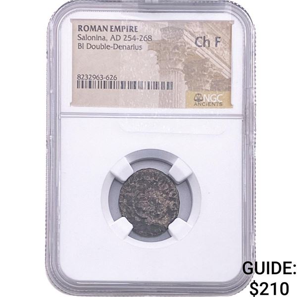 Roman Salonina, AD 254-268 BI Double-Denarius NGC ChF