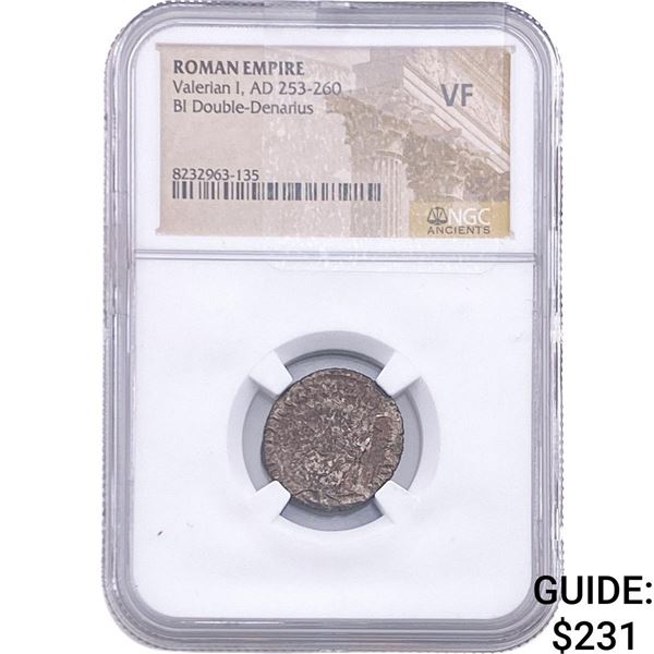 Roman Valerian I, AD 253-260 BI Double-Denarius NGC VF