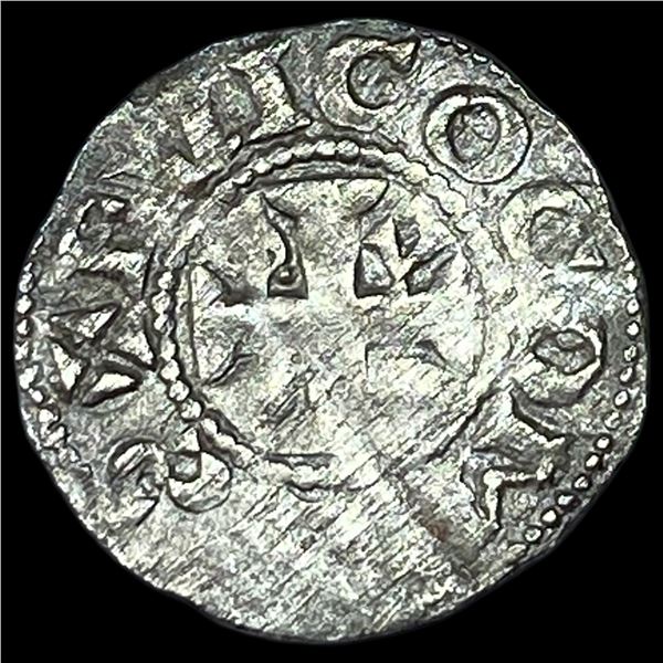 1100s Crusades France Anjou Silver Denier NEARLY UNCIRCULATED