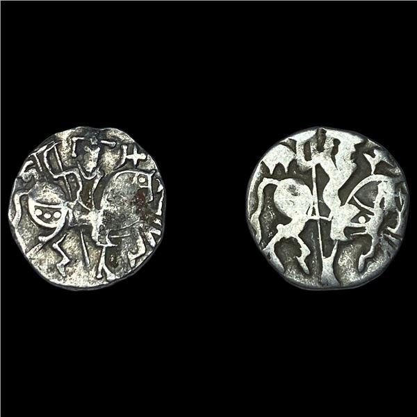 [2 Coins] 700-1000 AD India Rajput Silver Jital NEARLY UNCIRCULATED
