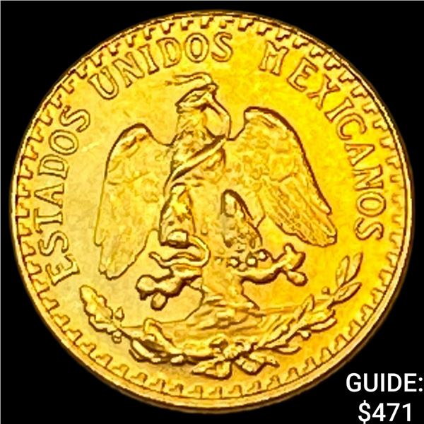 1945 Mexico Gold 2 Pesos .0482 AGW UNCIRCULATED