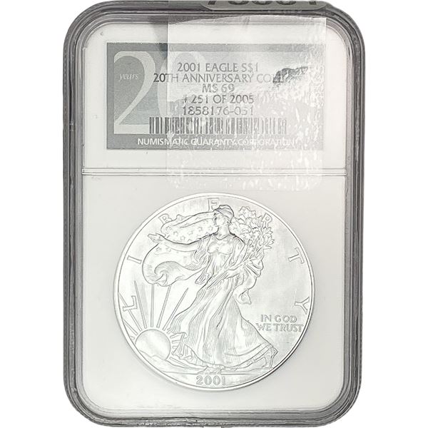 2001 Silver Eagle NGC MS69 20th Anniv.