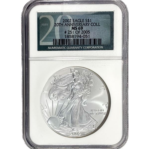 2002 Silver Eagle NGC MS69 20th Anniv.