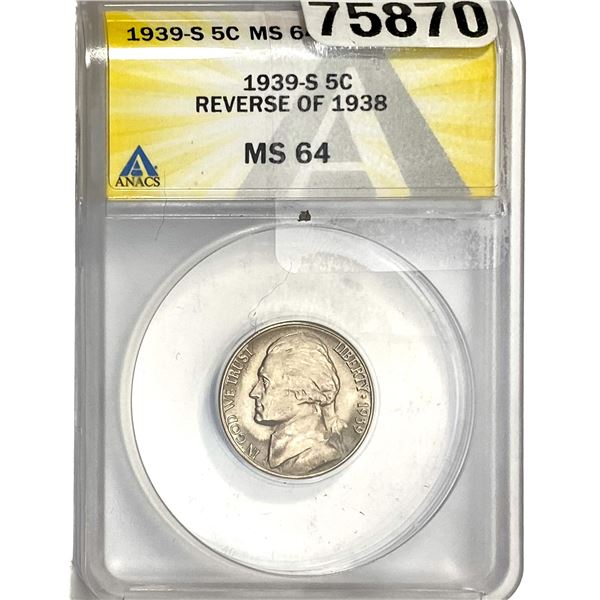 1939-S Jefferson Nickel ANACS MS64