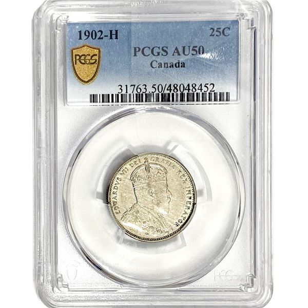 1902-H Canada 25c Quater PCGS AU50