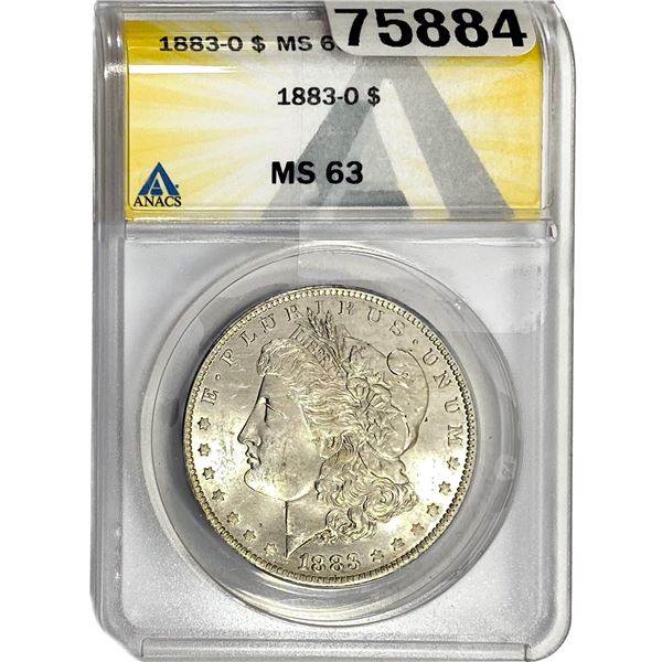 1883-O Morgan Silver Dollar ANACS MS63