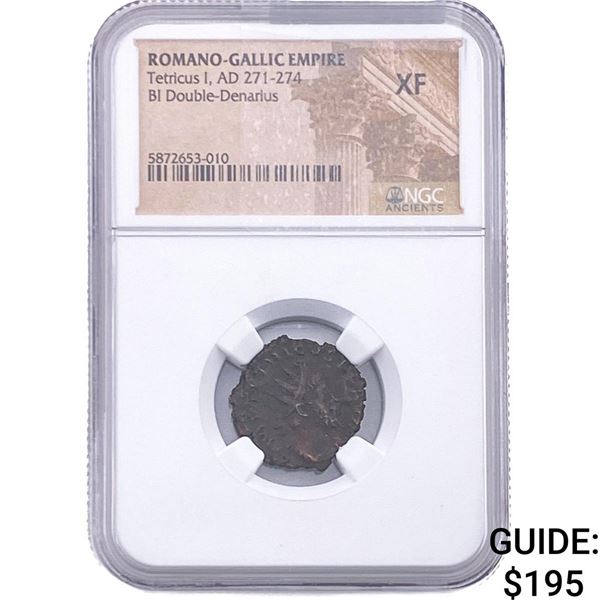 Romano-Gallic Tetricus I, AD271-274 BI Double-Den NGC XF