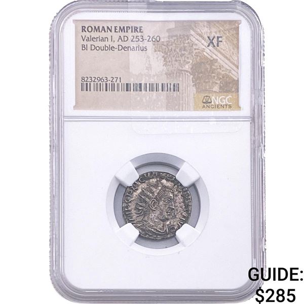 Roman Valerian I, AD 253-260 BI Double-Denarius NGC XF