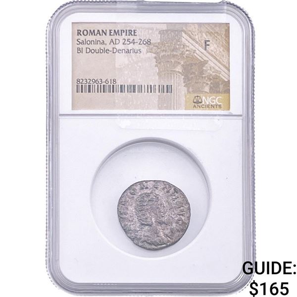 Roman Salonina, AD 254-268 BI Double-Denarius NGC F