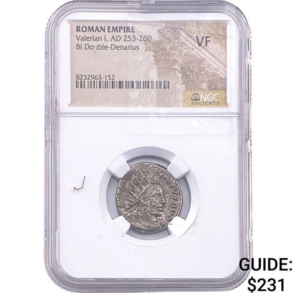 Roman Valerian I, AD 253-260 BI Double-Denarius NGC VF