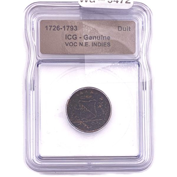 1726-1793 VOC N.E. Indies Bronze Duit ICG Genuine