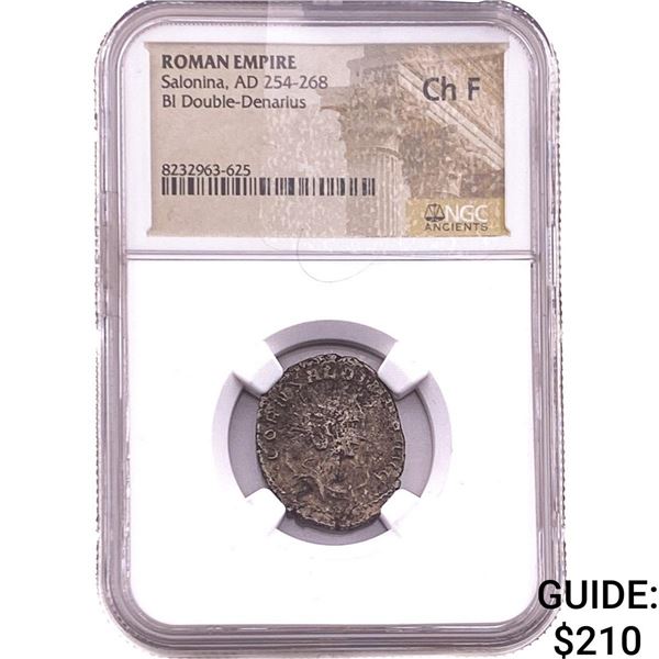 Roman Salonia 254-268 AD Bi Dbl-Denarius  ChF