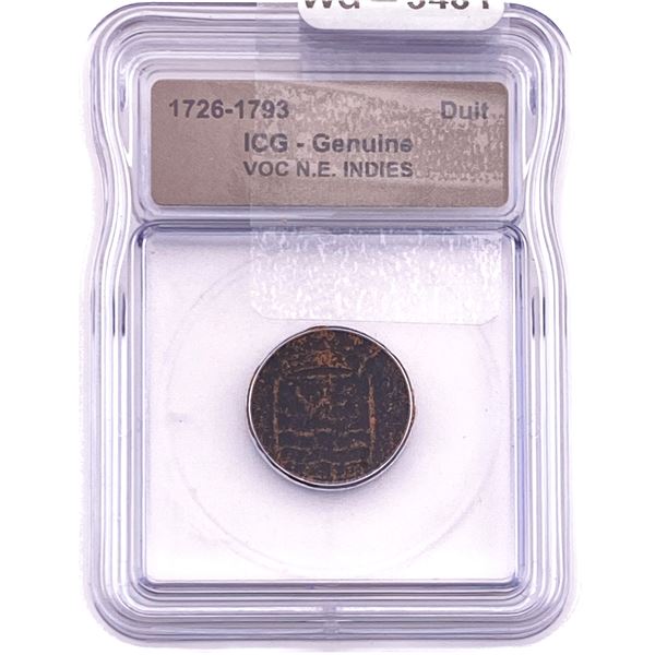 1726-1793 VOC N.E. Indies Bronze Duit ICG Genuine