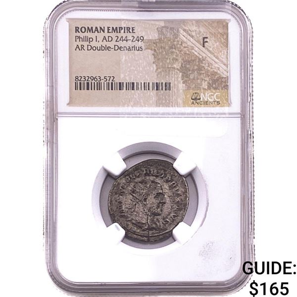 Roman Philip I 244-249 Silver Dbl-Denarius  F