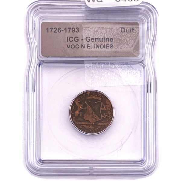1726-1793 VOC N.E. Indies Bronze Duit ICG Genuine