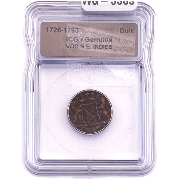 1726-1793 VOC N.E. Indies Bronze Duit ICG Genuine