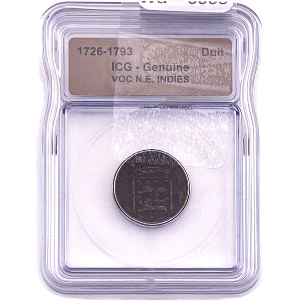 1726-1793 VOC N.E. Indies Bronze Duit ICG Genuine
