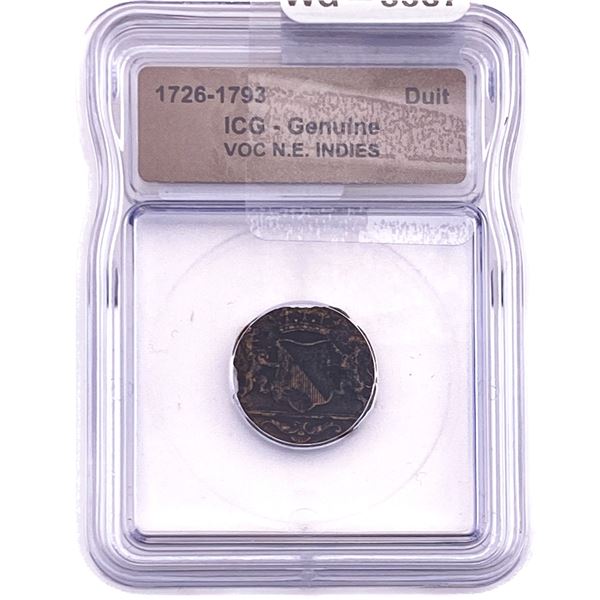 1726-1793 VOC N.E. Indies Bronze Duit ICG Genuine