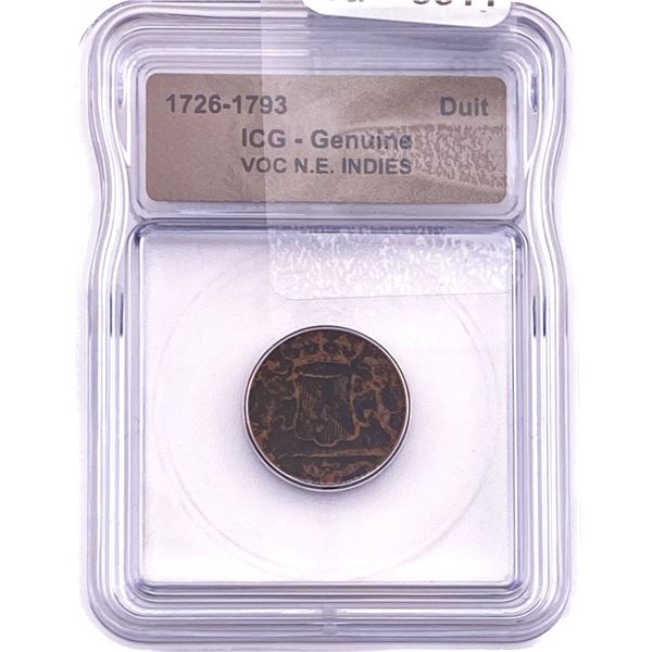 1726-1793 VOC N.E. Indies Bronze Duit ICG Genuine