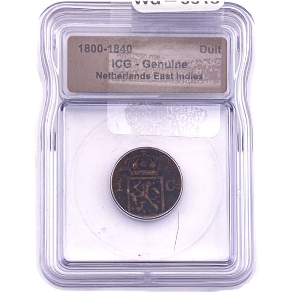 1800-1840 Netherlands East Indies Bronze Duit ICG Genuine