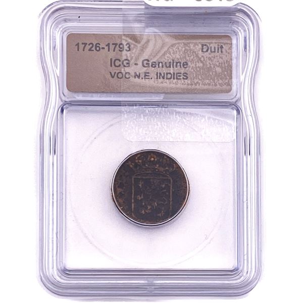 1726-1793 VOC N.E. Indies Bronze Duit ICG Genuine