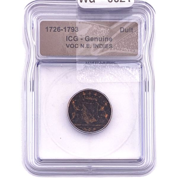 1726-1793 VOC N.E. Indies Bronze Duit ICG Genuine