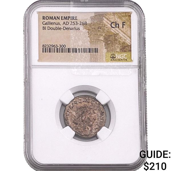 Roman Gallienus 253-268 AD BI Dbl-Denarius NGC ChF