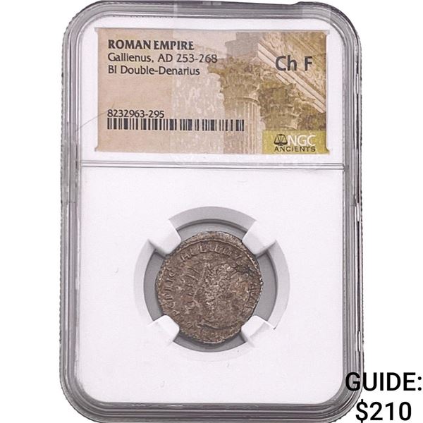 Roman Gallienus 253-268 AD BI Dbl-Denarius NGC ChF