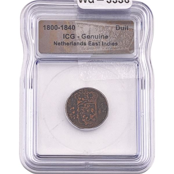 1800-1840 Netherlands East Indies Bronze Duit ICG Genuine
