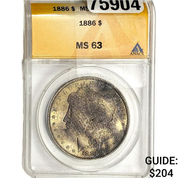 1886 Morgan Silver Dollar ANACS MS63