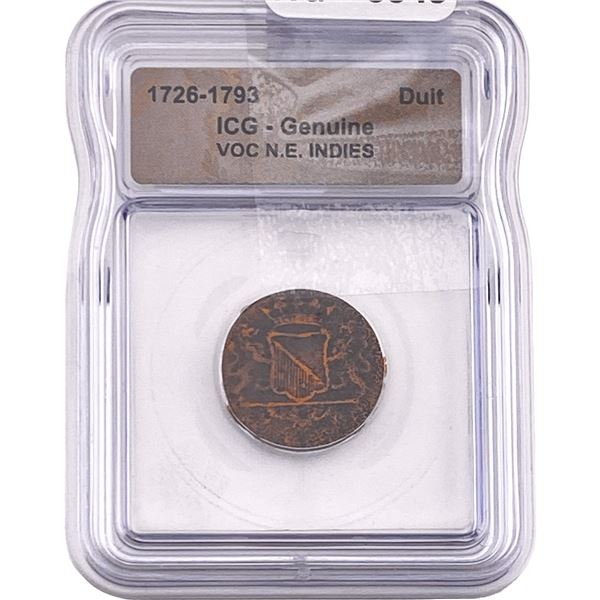 1726-1793 VOC N.E. Indies Bronze Duit ICG Genuine