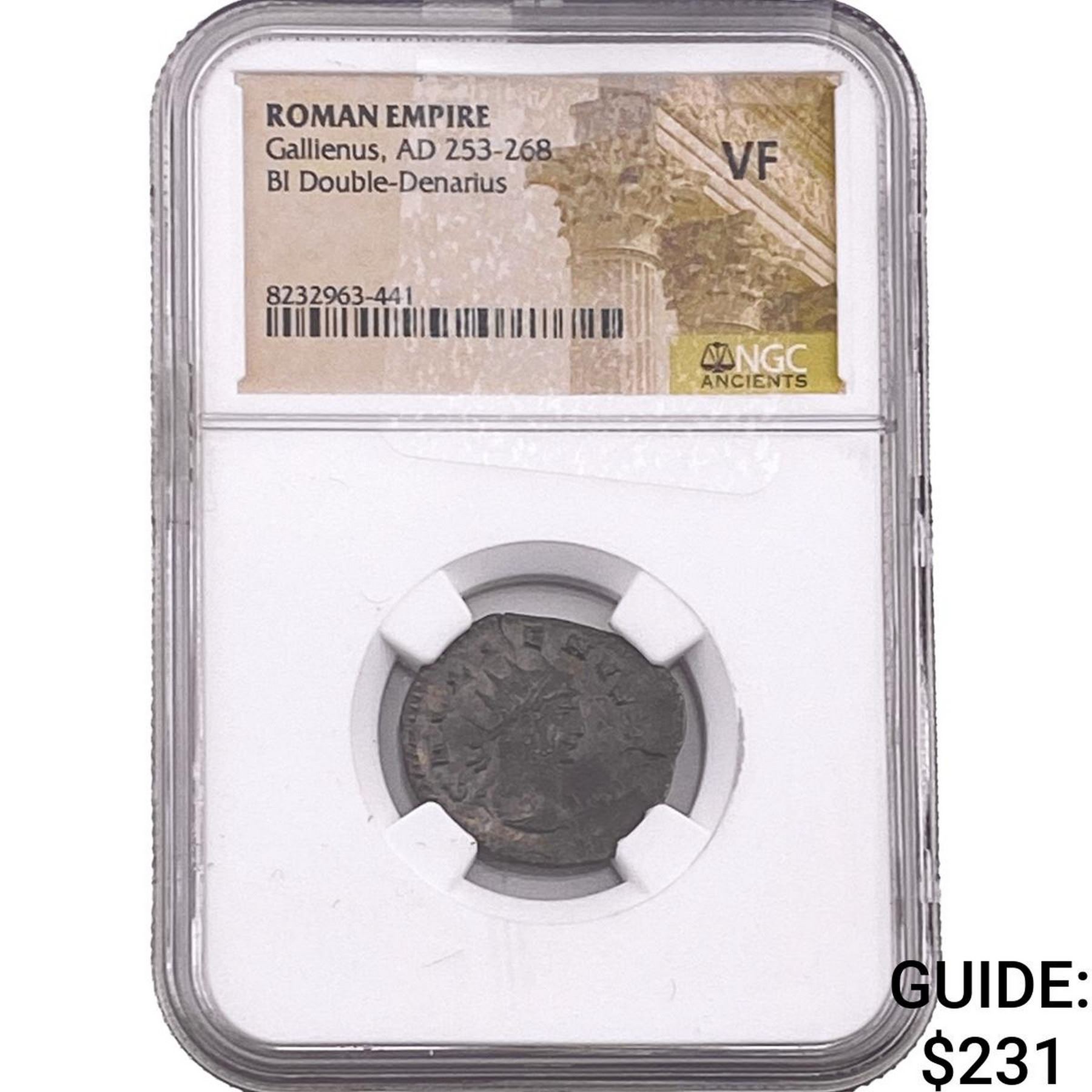 Roman Gallienus 253-268 AD BI Dbl-Denarius VF