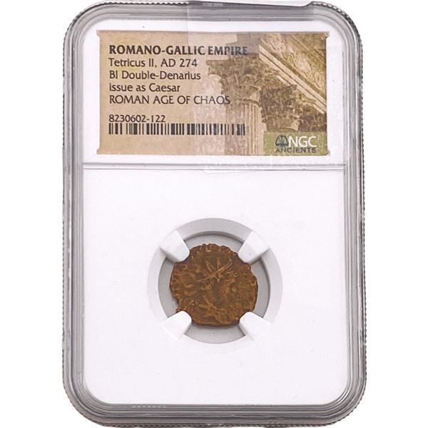 Romano-Gallic Tetricus II 274 AD BI Dbl-Denarius NGC