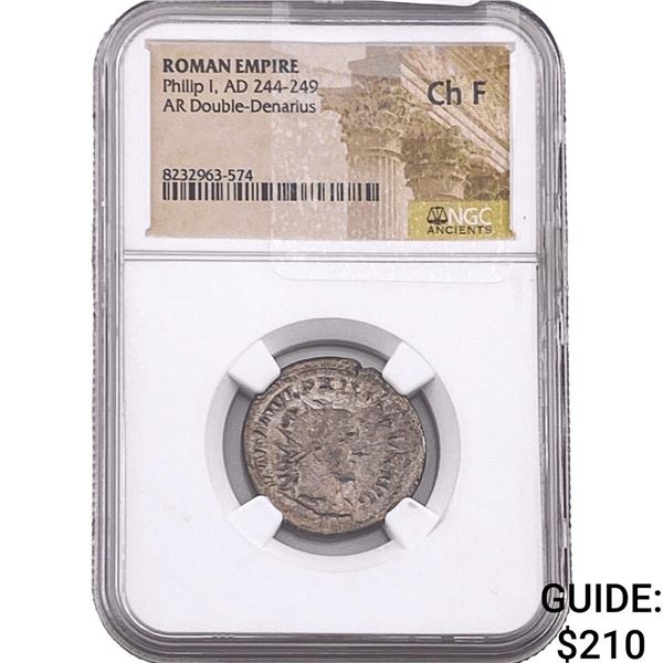 Roman Philip I 244-249 AD Silver Dbl-Denarius  ChF