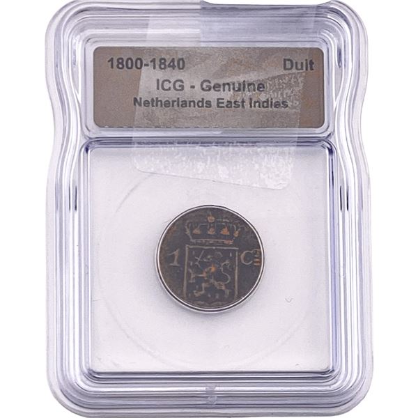 1800-1840 Netherlands East Indies Bronze Duit ICG Genuine