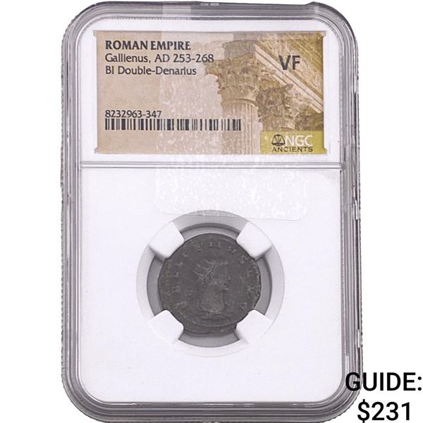 Roman Gallienus 253-268 AD BI Dbl-Denarius  VF