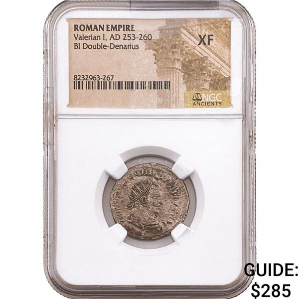 Roman Valerian I 253-260 AD BI Dbl-Denarius NGC