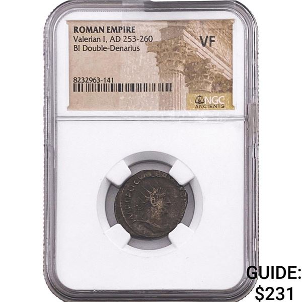 Roman Valerian I 253-260 AD BI Dbl-Denarius NGC