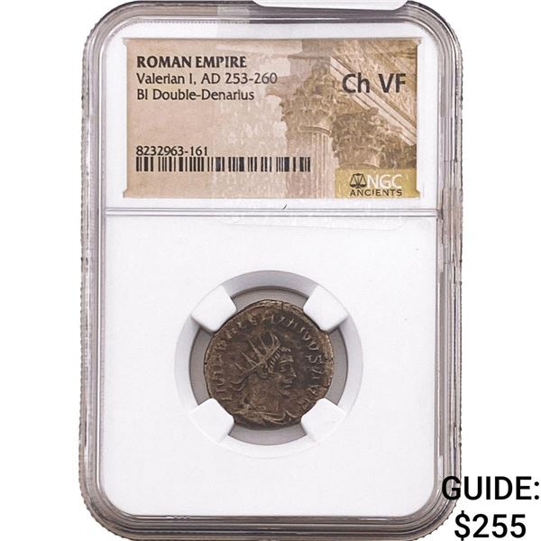 Roman Valerian I 253-260 AD BI Dbl-Denarius NGC