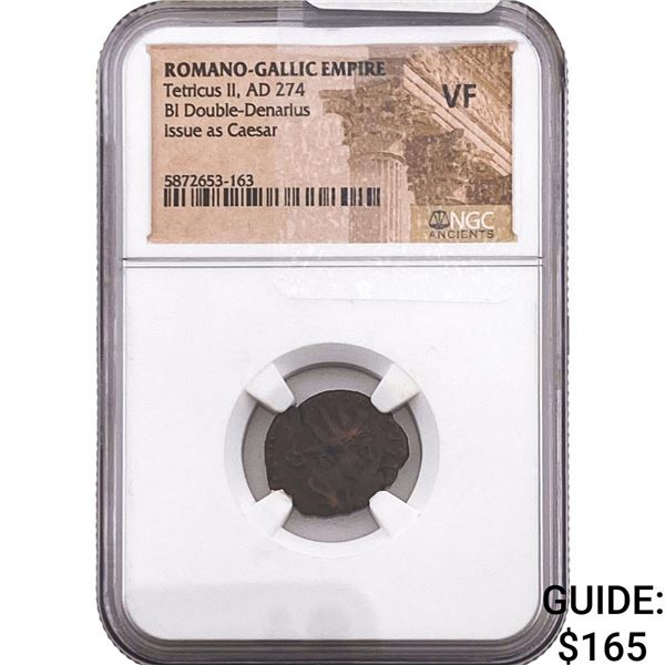 Roman Tetricus II 274 AD BI Dbl-Denarius NGC