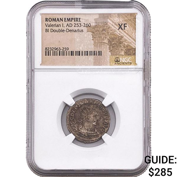 Roman Valerian I 253-260 AD BI Dbl-Denarius NGC
