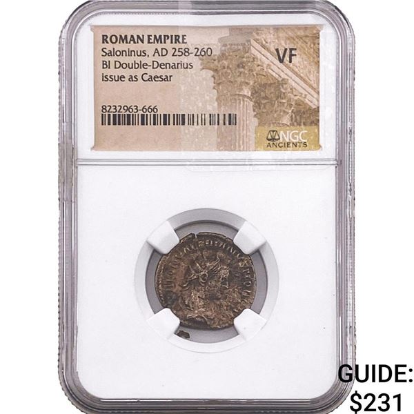 Roman Saloninus 258-260 AD BI Dbl-Denarius NGC