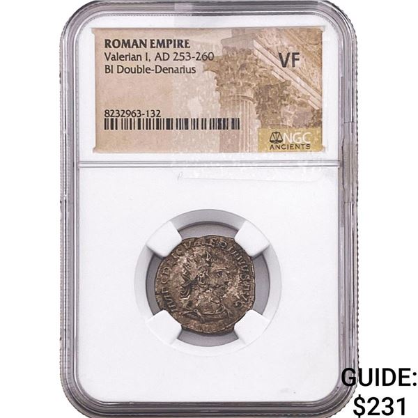 Roman Valerian I 253-260 AD BI Dbl-Denarius NGC