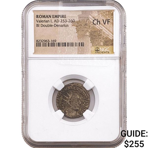 Roman Valerian I 253-260 AD BI Dbl-Denarius NGC