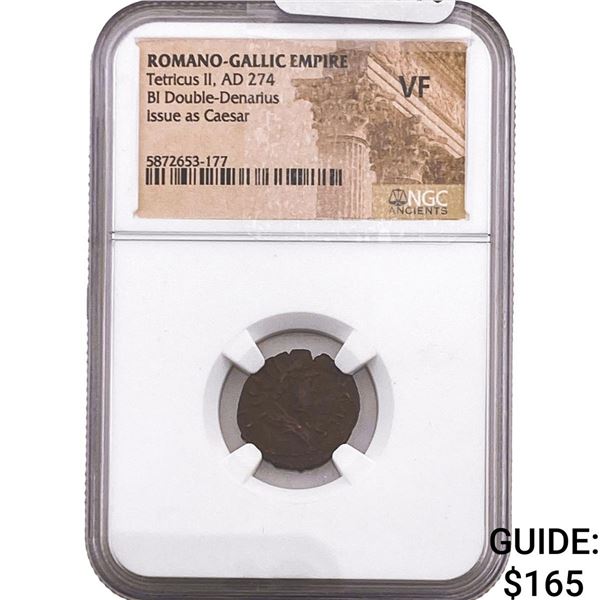Romano-Gallic Tetricus II 274 AD BI Dbl-Denarius NGC