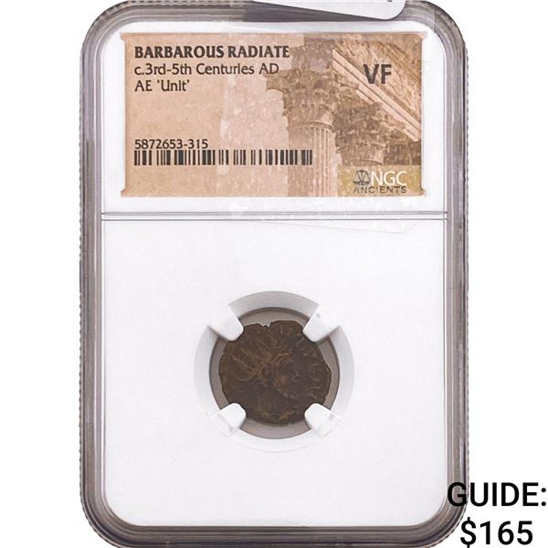Barbarous Radiate 3rd-5th Cent AD Bronze Unit NGC